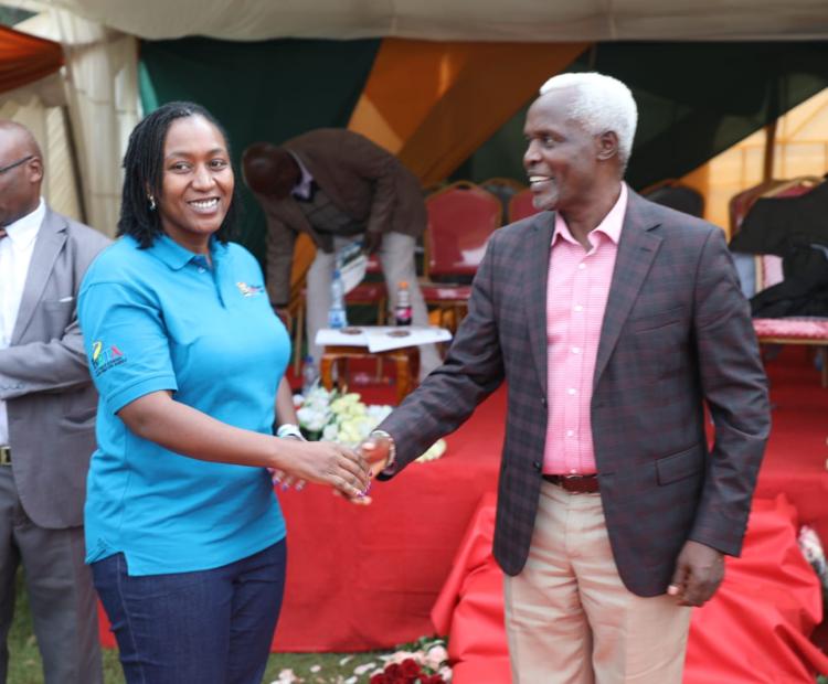 Ag CEO Elizabeth N. Nkukuu with Buuri MP Mugambi Rindikiri.